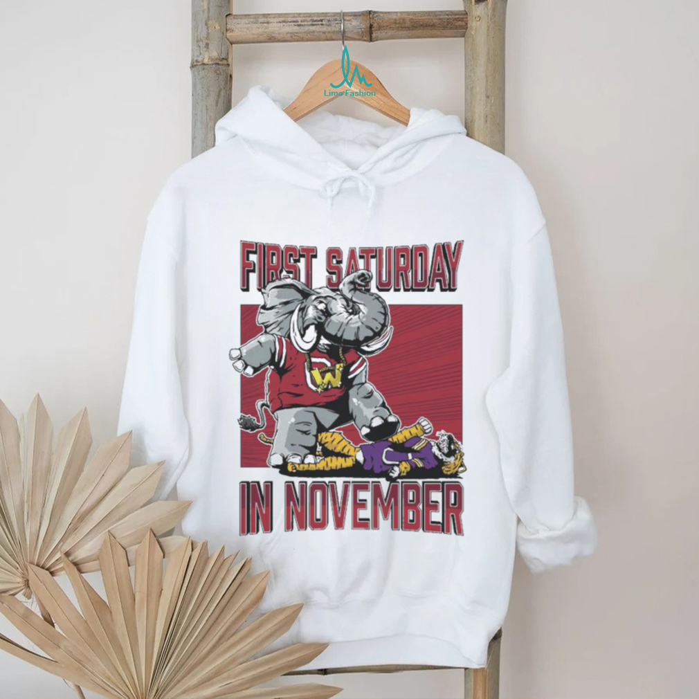 Alabama Crimson Tide First Saturday Elephant In November Shirt Alabama Crimson Tide First Saturday Elephant In November Shirt