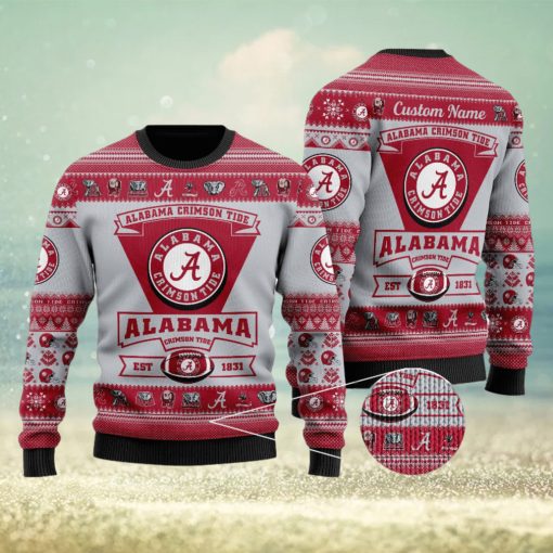 Alabama Crimson Tide Football Team Logo Personalized Ugly Christmas Sweater Perfect Holiday Gift