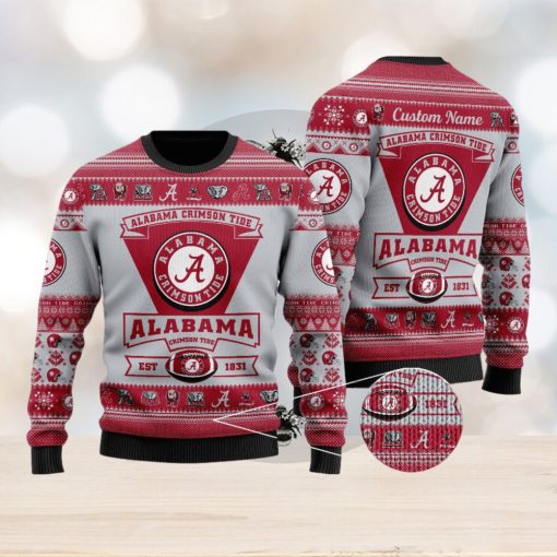 Alabama Crimson Tide Football Team Logo Personalized Ugly Christmas Sweater Perfect Holiday Gift