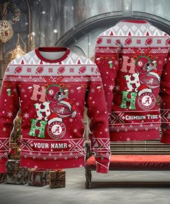 Alabama Crimson Tide Ho Ho Ho Santa’s Reindeer Ugly Christmas Sweater Xmas Gift For Fans Custom Name