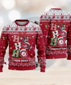 Alabama Crimson Tide Ho Ho Ho Santa’s Reindeer Ugly Christmas Sweater Xmas Gift For Fans Custom Name