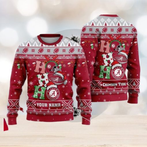 Alabama Crimson Tide Ho Ho Ho Santa’s Reindeer Ugly Christmas Sweater Xmas Gift For Fans Custom Name