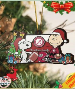 Alabama Crimson Tide Snoopy Christmas NCAA Ornament Custom Your Family Name