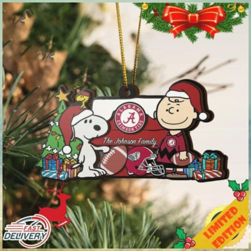 Alabama Crimson Tide Snoopy Christmas NCAA Ornament Custom Your Family Name