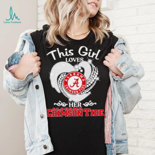 Alabama Crimson Tide this girl loves her Crimson Tide heart sport circle logo shirt