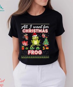 All I Want For Christmas Is A Frog Ugly Sweater Farmer Merry T Shirt, Cheap Christmas Family Shirts