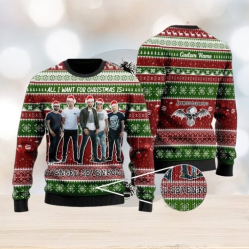 All I Want For Christmas Is Avenged Sevenfold Custom Name Ugly Christmas 3D Sweater