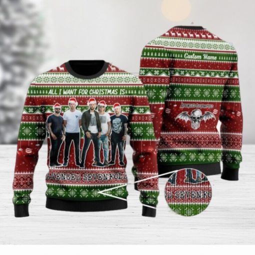 All I Want For Christmas Is Avenged Sevenfold Custom Name Ugly Christmas 3D Sweater