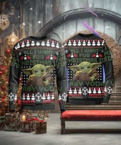 All I Want For Christmas Is Baby Yoda Ugly Christmas Sweater Style Gift For Men And Women