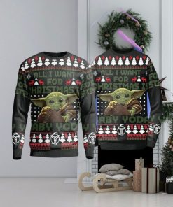 All I Want For Christmas Is Baby Yoda Ugly Christmas Sweater Style Gift For Men And Women