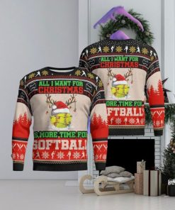 All I Want For Christmas Is More Time For Softball Ugly Christmas Sweater Style Gift For Men And Women