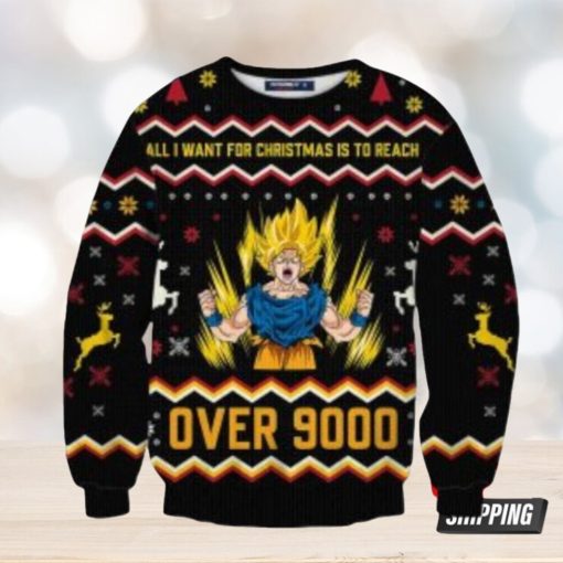 All I Want For Christmas Is To Reach Over 9000 Goku Ugly Christmas Sweaters