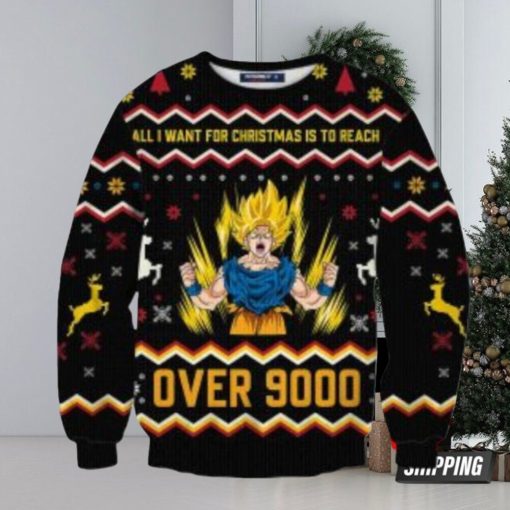 All I Want For Christmas Is To Reach Over 9000 Goku Ugly Christmas Sweaters