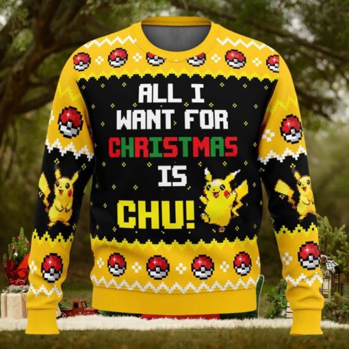 All I Want Picachu Pokemon Ugly Christmas Sweater