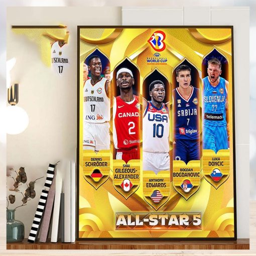 All Star Five Of FIBA Basketball World Cup 2023 Home Decor Poster Canvas