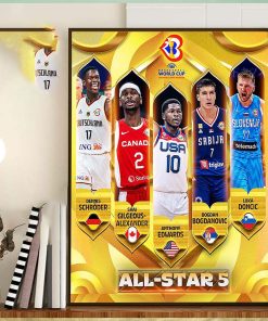All Star Five Of FIBA Basketball World Cup 2023 Home Decor Poster Canvas