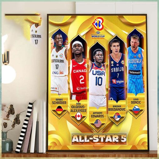 All Star Five Of FIBA Basketball World Cup 2023 Home Decor Poster Canvas