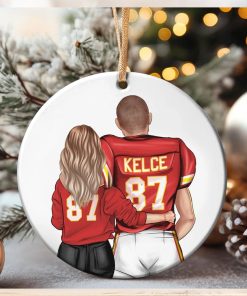 American Football Couple Ceramic Circle Ornament