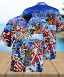 American Patriot Santa Hawaiian Shirt, Santa Claus Shirt