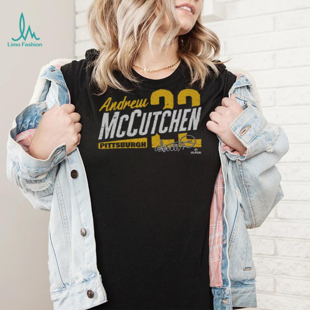 Andrew McCutchen Pittsburgh Type Slant WHT Shirt Andrew McCutchen Pittsburgh Type Slant WHT Shirt