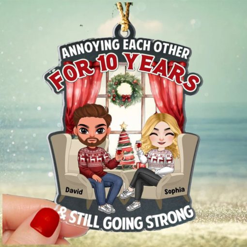 Anniversary Couple Cheering, Personalized Ornament