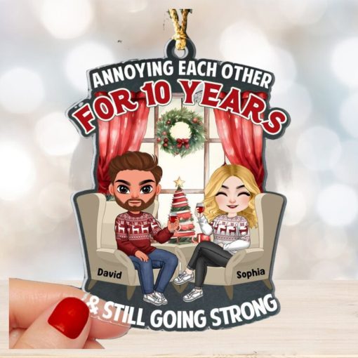 Anniversary Couple Cheering, Personalized Ornament