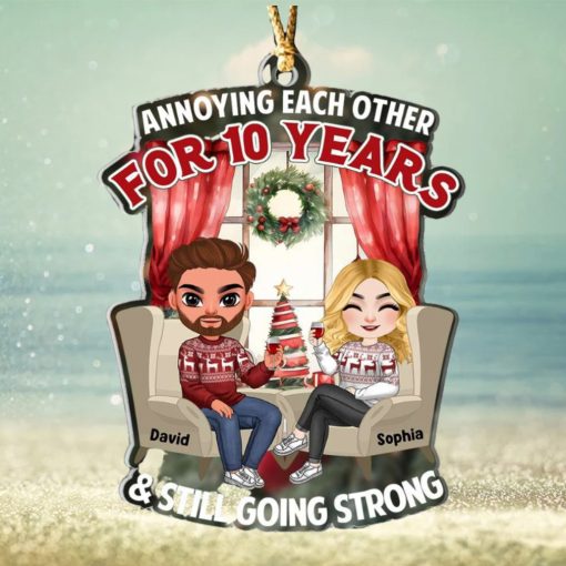 Anniversary Couple Cheering TT Personalized Ornament, Christmas Gifts For Couple