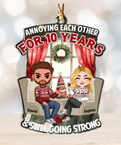 Anniversary Couple Cheering TT Personalized Ornament, Christmas Gifts For Couple