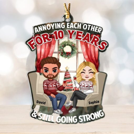 Anniversary Couple Cheering TT Personalized Ornament, Christmas Gifts For Couple