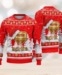 Aprilia Logo Wearing Santa Hat Christmas Gift Ugly Christmas Sweater For Car Lover 3D Sweater