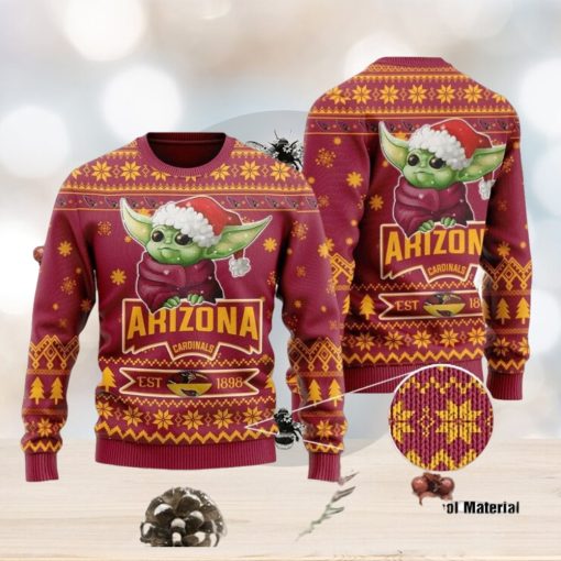 Arizona Cardinals Cute Baby Yoda Grogu Holiday Party Ugly Christmas Sweater Perfect Holiday Gift