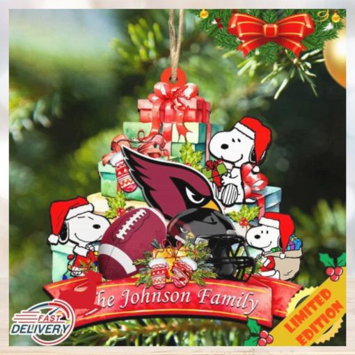 Arizona Cardinals Snoopy And NFL Sport Ornament Personalized Your Family Name