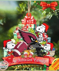 Arizona Cardinals Snoopy And NFL Sport Ornament Personalized Your Family Name