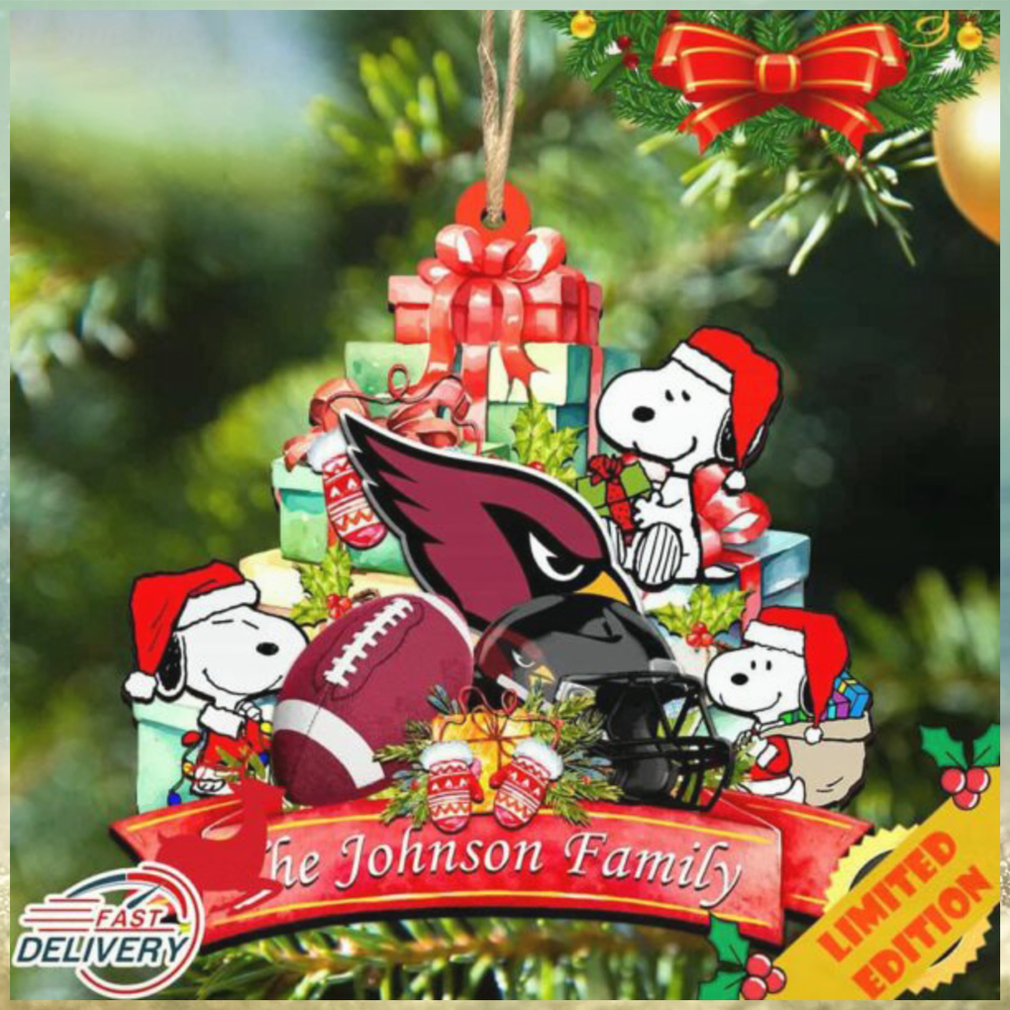 Arizona Cardinals Snoopy And NFL Sport Ornament Personalized Your Family Name Arizona Cardinals Snoopy And NFL Sport Ornament Personalized Your Family Name