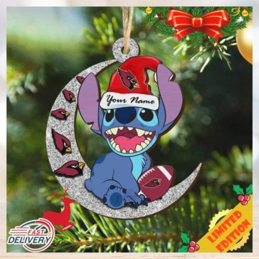 Arizona Cardinals Stitch Ornament NFL Christmas And Stitch With Moon Ornament