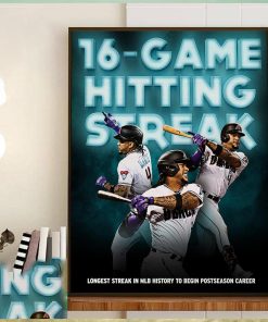 Arizona Diamondbacks Ketel Marte 16 Game Hitting Streak Home Decor Poster Canvas