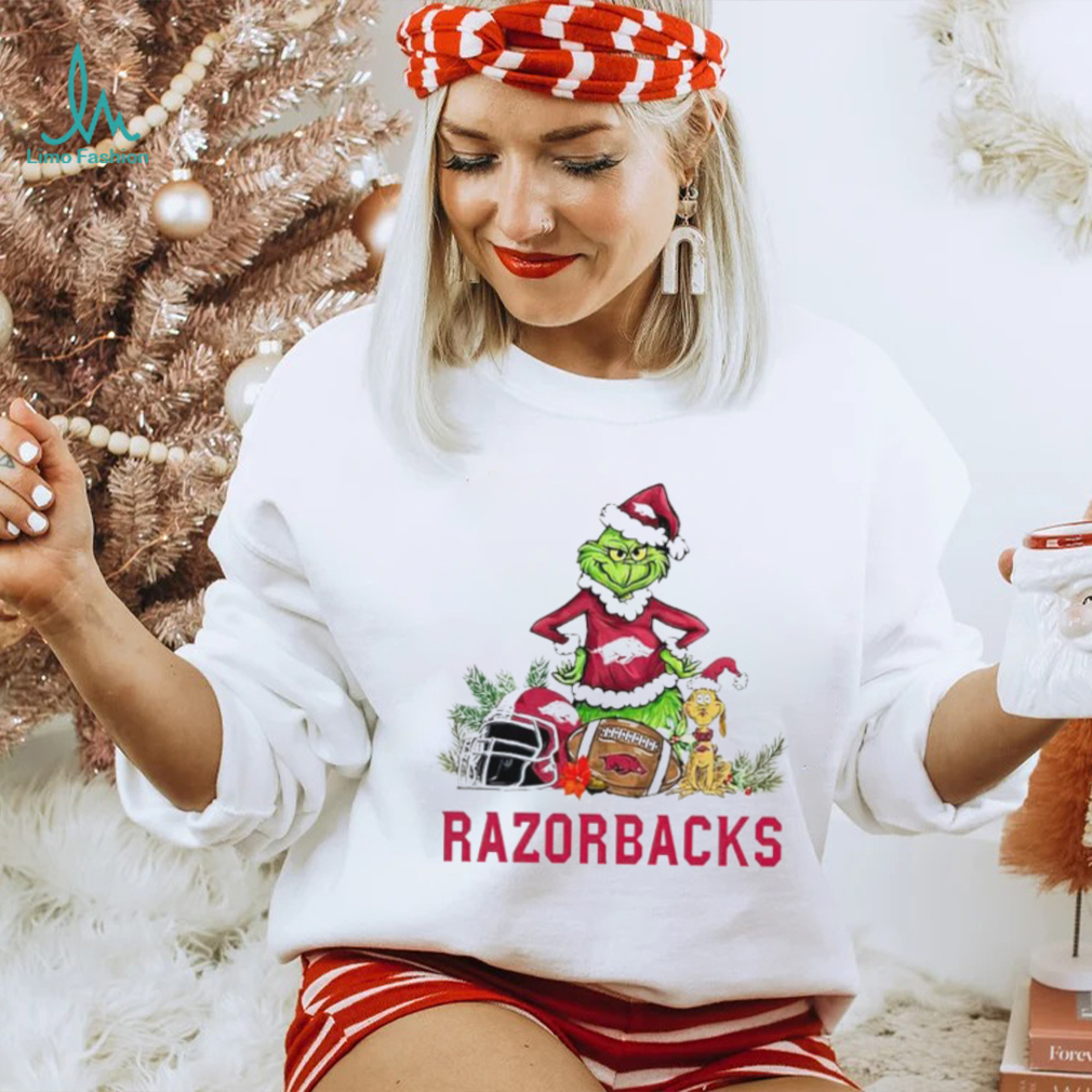 Arkansas Razorbacks Grinch and Max dog funny Christmas shirt Arkansas Razorbacks Grinch and Max dog funny Christmas shirt
