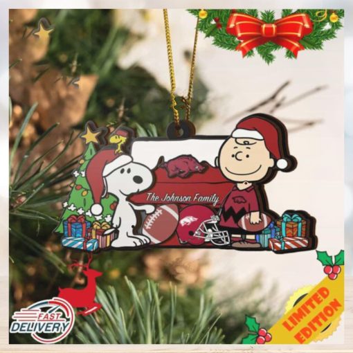 Arkansas Razorbacks Snoopy Christmas NCAA Ornament Custom Your Family Name