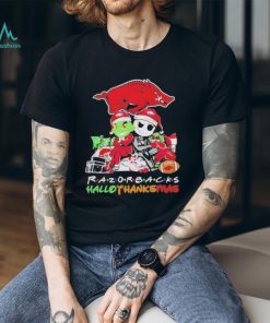 Arkansas Razorbacks T Shirt Grinch Jack Skellington Hallothanksmas