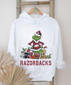 Arkansas Santa Grinch And Santa Dog Christmas Shirt