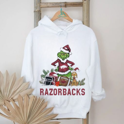 Arkansas Santa Grinch And Santa Dog Christmas Shirt