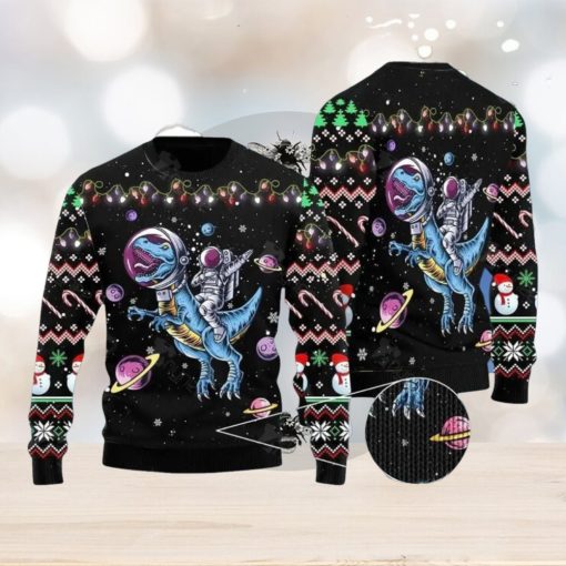 Astronauts Ride Rex In Space With The Planet Ugly Christmas Sweater Gift For Men And Women