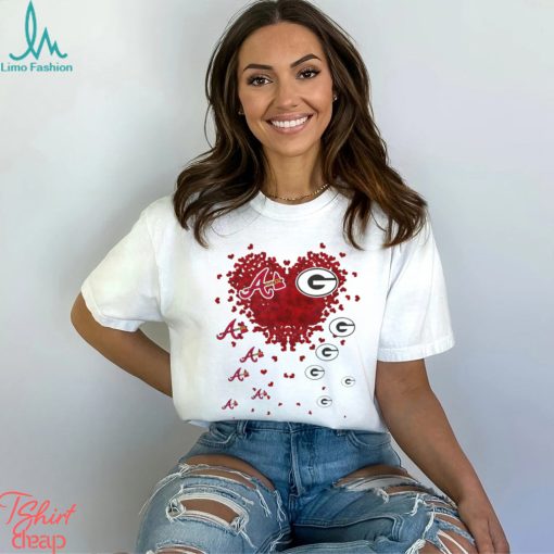 Atlanta Braves Green Bay Packers logo hearts sport gift shirt