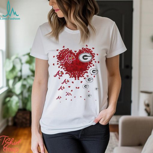 Atlanta Braves Green Bay Packers logo hearts sport gift shirt