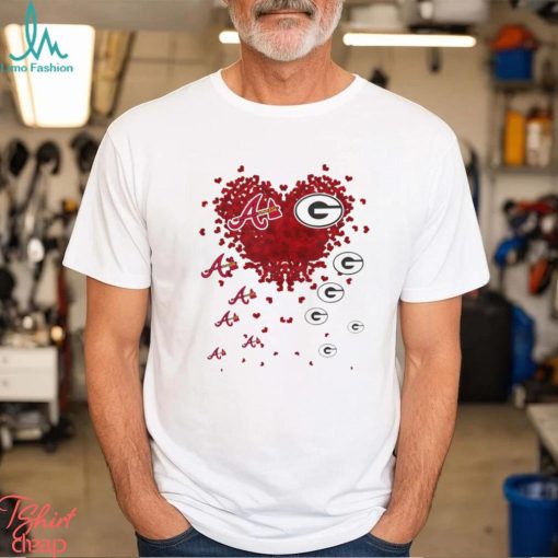 Atlanta Braves Green Bay Packers logo hearts sport gift shirt