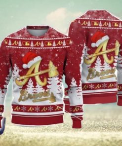 Atlanta Braves Santa Hat Pattern Ugly Christmas Sweater For Men And Women