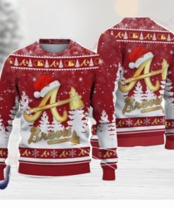 Atlanta Braves Santa Hat Pattern Ugly Christmas Sweater For Men And Women