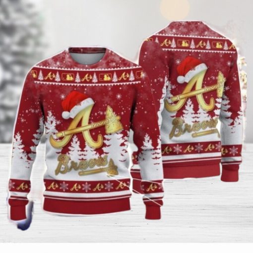 Atlanta Braves Santa Hat Pattern Ugly Christmas Sweater For Men And Women