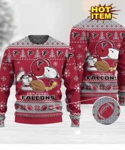 Atlanta Falcons Logos American Football Snoopy Dog Ugly Christmas Sweater Funny Christmas Gift For Sport Fans