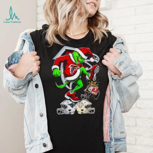 Atlanta Falcons Santa Grinch stomp NFL helmets funny Christmas shirt